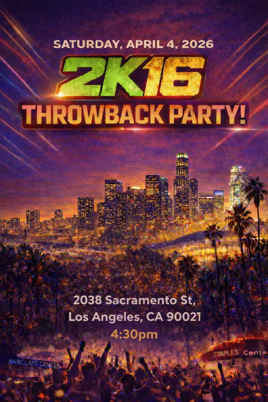 Sat April 4th 2K16 THROWBACK PARTY!